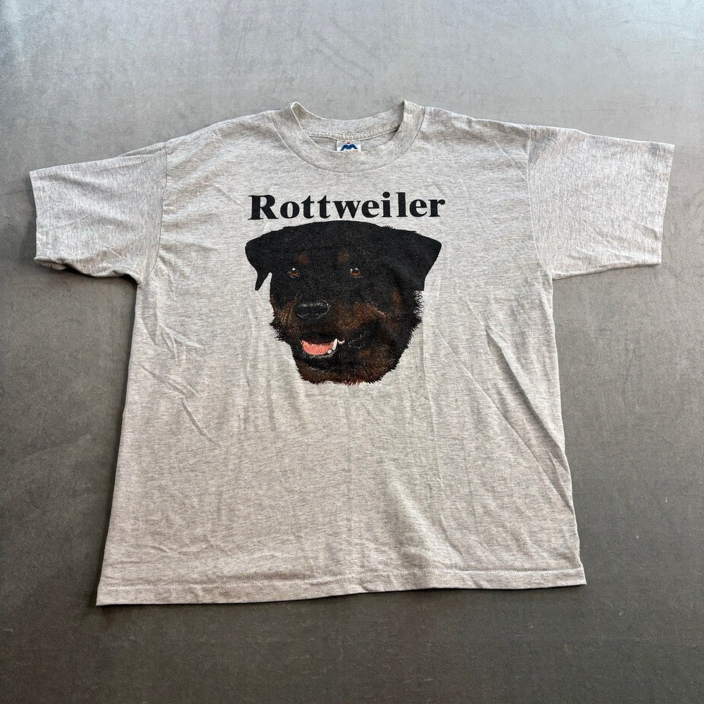 Vintage Rottweiler Dog Graphic T Shirt Made In USA Grey Men's XL